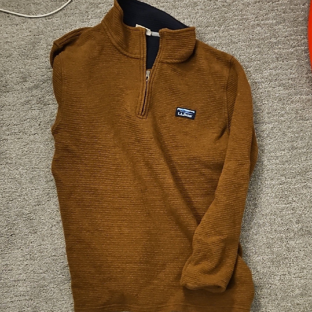 L.L. Bean Brown Zip Up Sweater Textured Knit